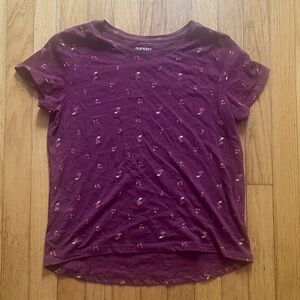 NWOT Old Navy Girls Softest Tee XL (14-16)- burgundy with cherry print